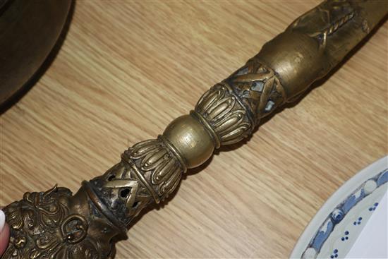 A Tibetan bronze phurba length 46cm